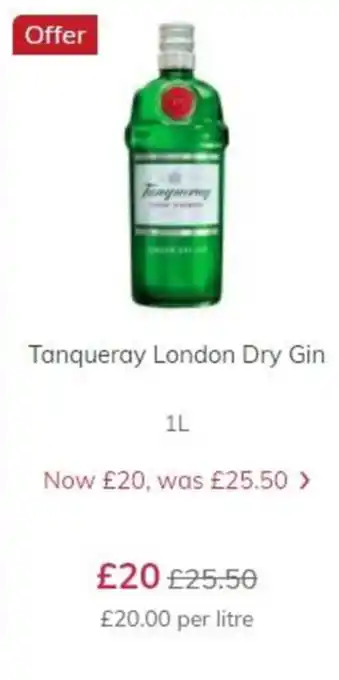 Ocado Tanqueray London Dry Gin 1L offer