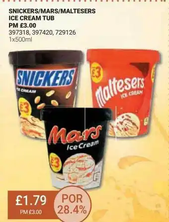 Bestway Snickers mars maltesers ice cream tub offer