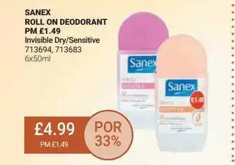 Bestway Sanex roll on deodorant offer