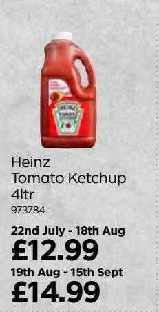 Bestway Heinz tomato ketchup 4ltr offer