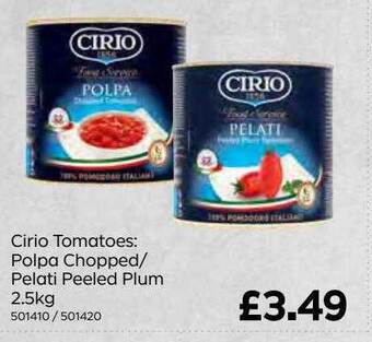 Bestway Cirio tomatoes: polpa chopped pelati peeled plum 2.5kg offer