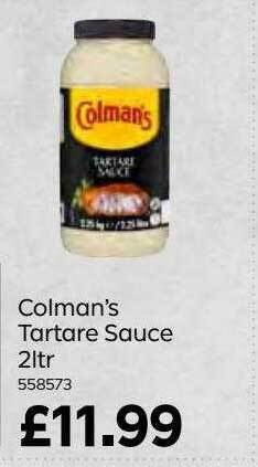 Bestway Colman's tartare sauce 2ltr offer