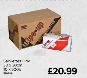 Bestway Serviettes 1 ply 30 x 30cm 10 x 50's offer