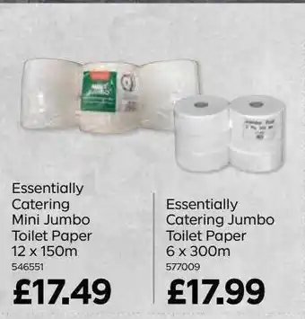 Bestway Essentially catering mini jumbo toilet paper 12 x 150m essentially catering jumbo toilet paper 6 x 300m offer