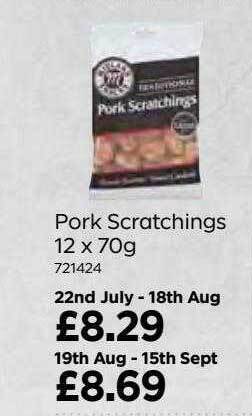 Bestway Pork scratchings 12 x 70g offer