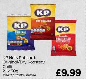 Bestway Kp nuts pubcard: original dry roasted chilli 21 x 50g offer