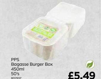 Bestway Pps bagasse burger box 450ml 50's offer