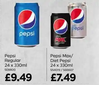 Bestway Pepsi regular 24 x 330ml pepsi max diet pepsi 24 x 330ml offer