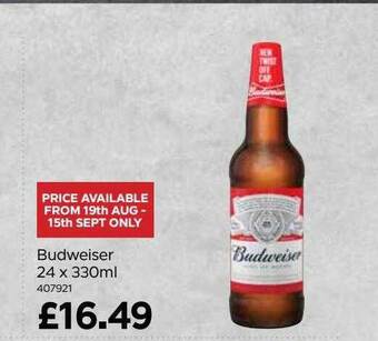 Bestway Budweiser 24 x 330ml offer