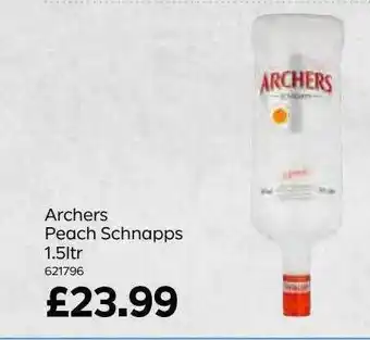 Bestway Archers peach schnapps 1.5ltr offer