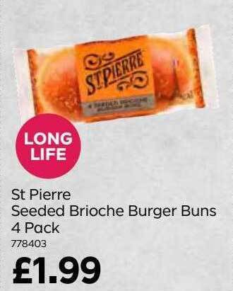 Bestway St pierre seeded brioche burger buns 4 pack offer