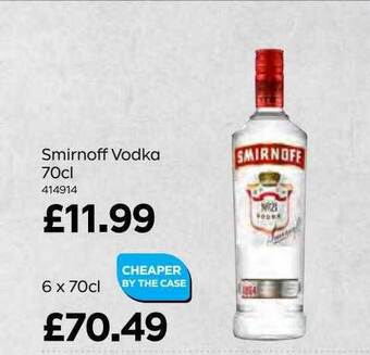 Bestway Smirnoff vodka 70cl offer