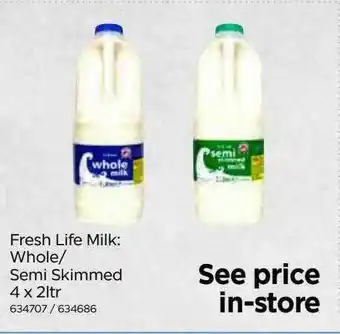 Bestway Fresh life milk: whole semi skimmed 4 x 2ltr offer