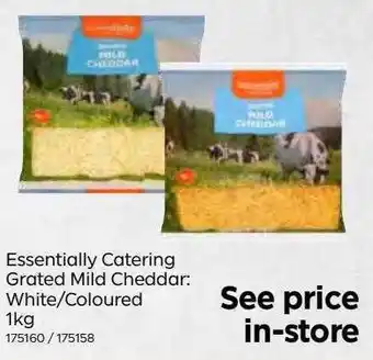 Bestway Essentially catering grated mild cheddar: white coloured 1kg offer
