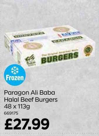 Bestway Paragon ali baba halal beef burgers 48 x 113g offer