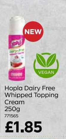 Bestway Hopla dairy free whipped topping cream 250g offer