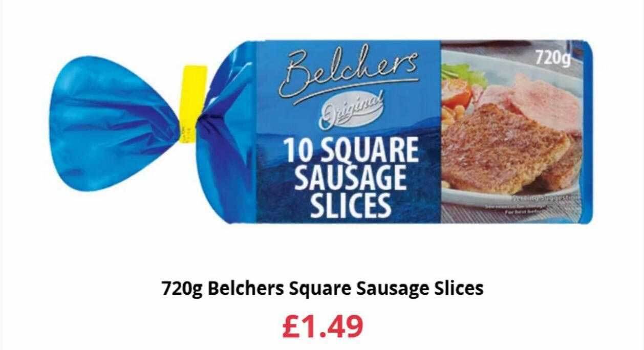 720g belchers square sausage slices offer at Farmfoods