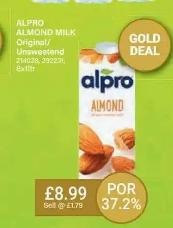 Bestway Alpro almond milk original unsweetend offer