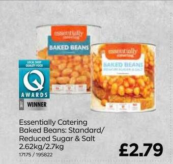 Bestway Essentially catering baked beans: standard reduced sugar & salt offer