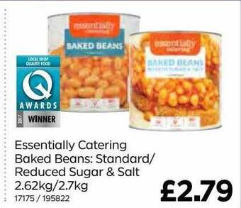 Bestway Essentially catering baked beans: standard reduced sugar & salt 2.62kg 2.7kg offer