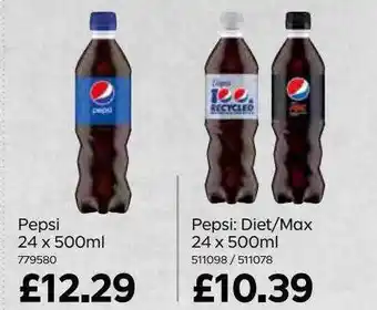 Bestway Pepsi 24 x 500ml pepsi: diet max 24 x 500ml offer