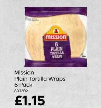 Bestway Mission plain tortilla wraps 6 pack offer