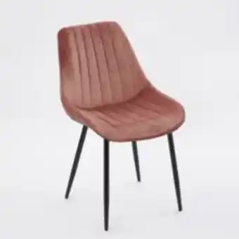 Salmon velvet channel dining chair 83x50cm