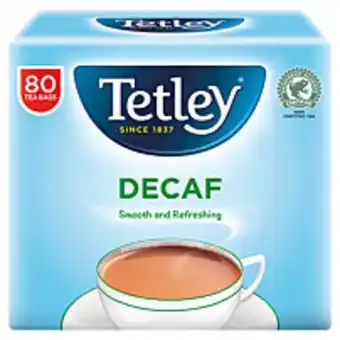 McColl's Tetley decaf tea bags soft pack 80s offer