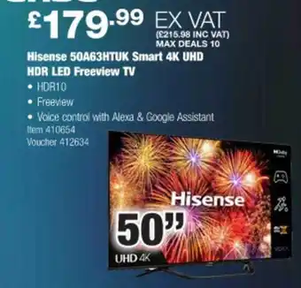 Costco Hisense 50a63htuk smart 4k uhd hdr led freeview tv offer