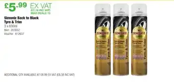 Costco Simoniz back to black tyre & trim offer