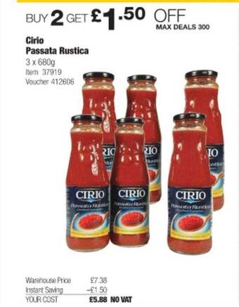 Costco Cirio passata rustica offer