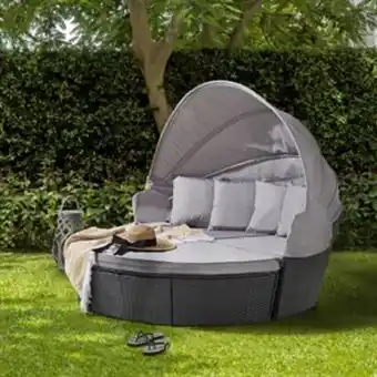 Home Bargains The outdoor living collection: venice round outdoor day bed - grey offer