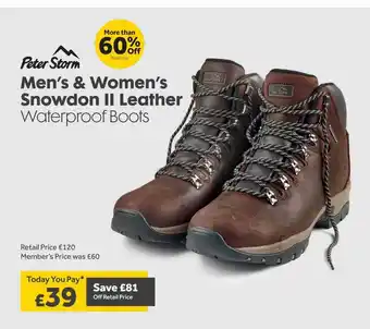 GO Outdoors Men's & women's snowdon ii leather waterproof boots peter storm offer