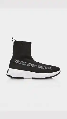 Choice Versace jeans couture atom logo knit sock trainer - black - womens, black offer