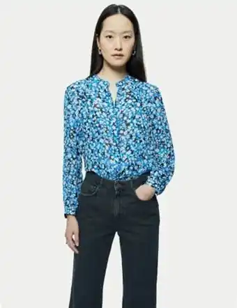 Marks & Spencer Jigsaw womens ditsy floral long sleeve blouse - 10 - blue mix, blue mix offer