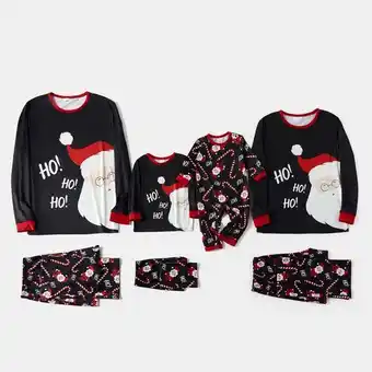 Patpat Patpat christmas cartoon santa and letter print black family matching long-sleeve pajamas sets (flame resistant) offer