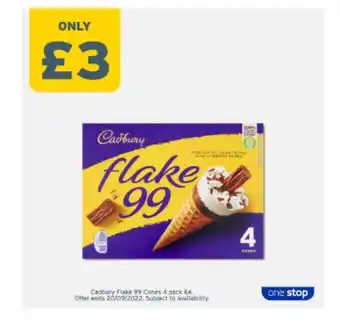 One Stop Cadbury flake 99 cones 4 pack offer