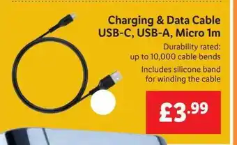Lidl Charging & data cable usbc, usba, micro 1m offer