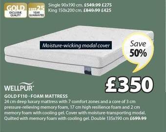 JYSK Gold f110 foam mattress offer