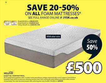 JYSK Gold f130 foam mattress offer