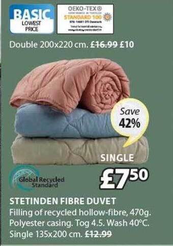 JYSK Stetinden fibre duvet offer