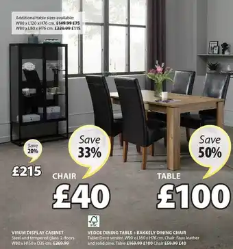 JYSK Virum display cabinet, vedde dining table + bakkely dining chair offer