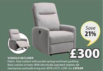 JYSK Vonsild recliner offer