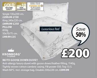 JYSK Beito goose down duvet offer