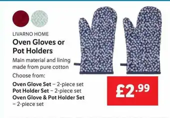 Lidl Oven gloves or pot holders offer