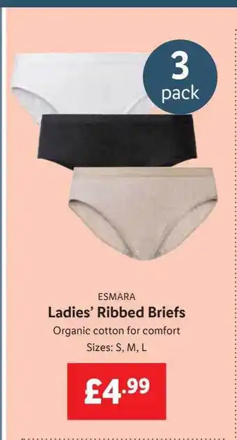Lidl Ladies' ribbed briefs offer