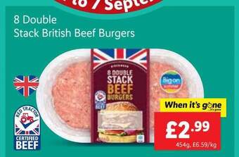 Lidl 8 double stack british beef burgers offer