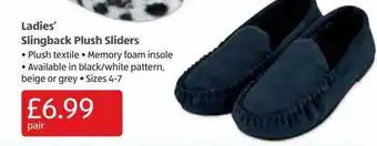 Aldi Ladies' slingback plush sliders offer