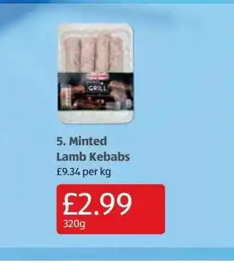 Aldi Minted lamb kebabs offer