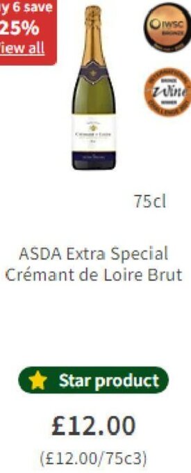 Asda ASDA Extra Special Crémant De Loire Brut offer